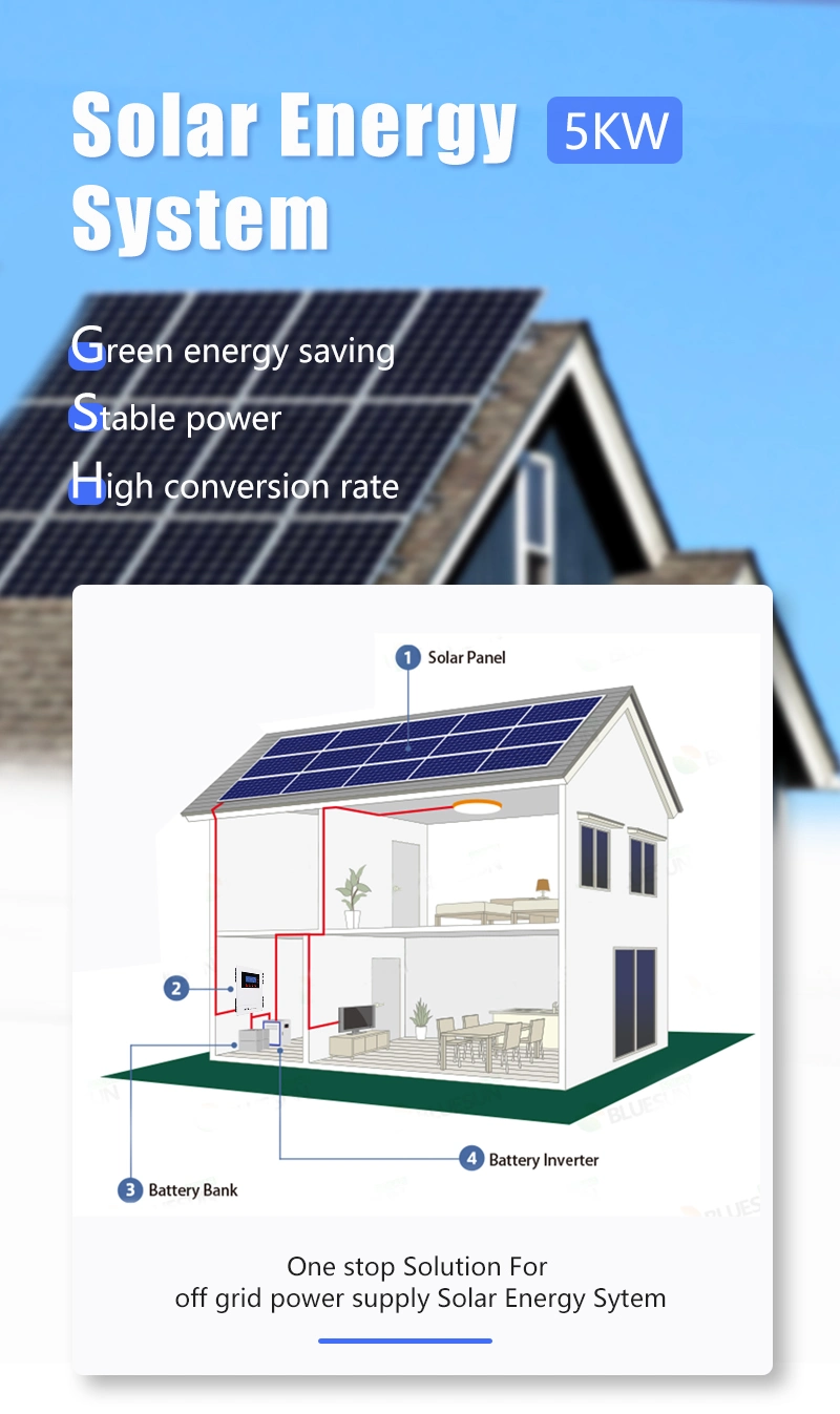 5kw 5000W PV Kit Solar System Home off Grid Complete Hybrid Solar Panels System for Home Warehouse Villa BIPV Carport