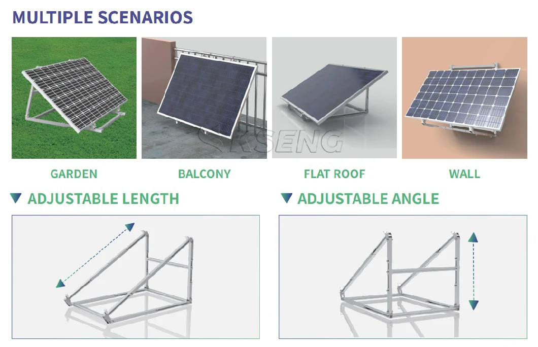 New Design Adjustable Solar Panel Balcony Mounting Bracket Universal Support Solar Panel Wall Mount